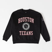 HOUSTON TEXANS FIERCE FLOW BLACK LABEL PREMIUM FLEECE DROP SHOULDER CREWNECK