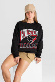 HOUSTON TEXANS VICTORY PRIME BLACK LABEL PREMIUM FLEECE DROP SHOULDER CREWNECK