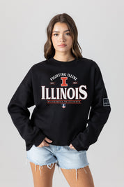 ILLINOIS FIGHTING ILLINI PLAYERS ONLY BLACK LABEL PREMIUM FLEECE DROP SHOULDER CREWNECK