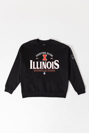 ILLINOIS FIGHTING ILLINI PLAYERS ONLY BLACK LABEL PREMIUM FLEECE DROP SHOULDER CREWNECK