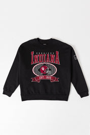 INDIANA HOOSIERS BOLD CHEERS BLACK LABEL PREMIUM FLEECE CREW SWEATSHIRT