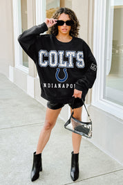 INDIANAPOLIS COLTS LEVEL UP BLACK LABEL PREMIUM FLEECE CREW SWEATSHIRT
