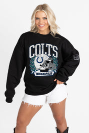 INDIANAPOLIS COLTS VICTORY LANE BLACK LABEL PREMIUM FLEECE CREW SWEATSHIRT