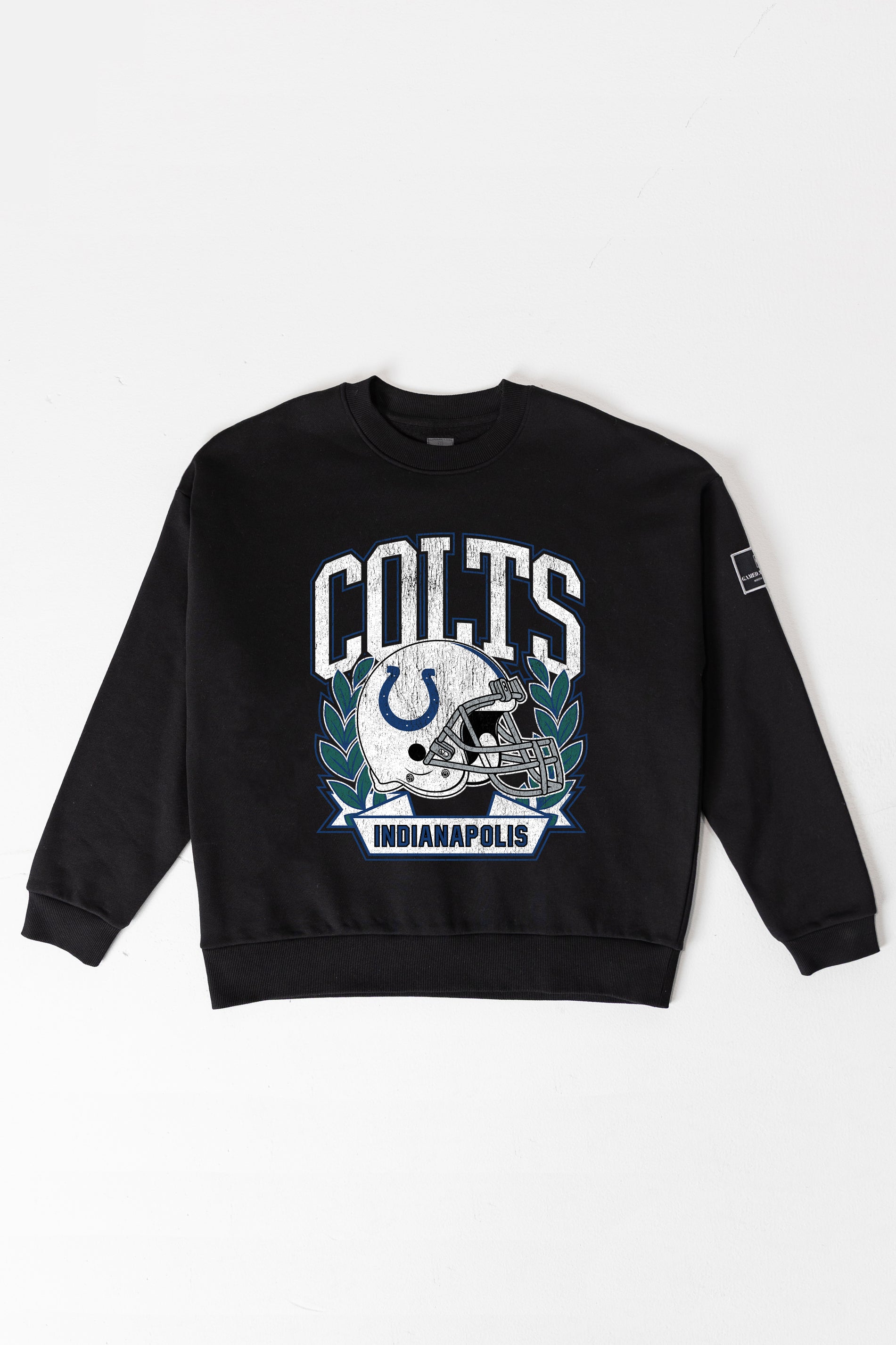 INDIANAPOLIS COLTS VICTORY LANE BLACK LABEL PREMIUM FLEECE CREW SWEATSHIRT