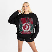 INDIANA HOOSIERS VICTORY LANE BLACK LABEL PREMIUM FLEECE DROP SHOULDER CREWNECK