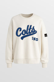 INDIANAPOLIS COLTS CLUTCH MOVE BLACK LABEL PREMIUM FLEECE CREW SWEATSHIRT BY RANDI MAHOMES