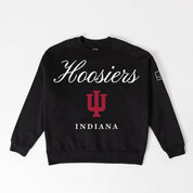INDIANA HOOSIERS LEGACY CLUB BLACK LABEL PREMIUM FLEECE DROP SHOULDER CREWNECK
