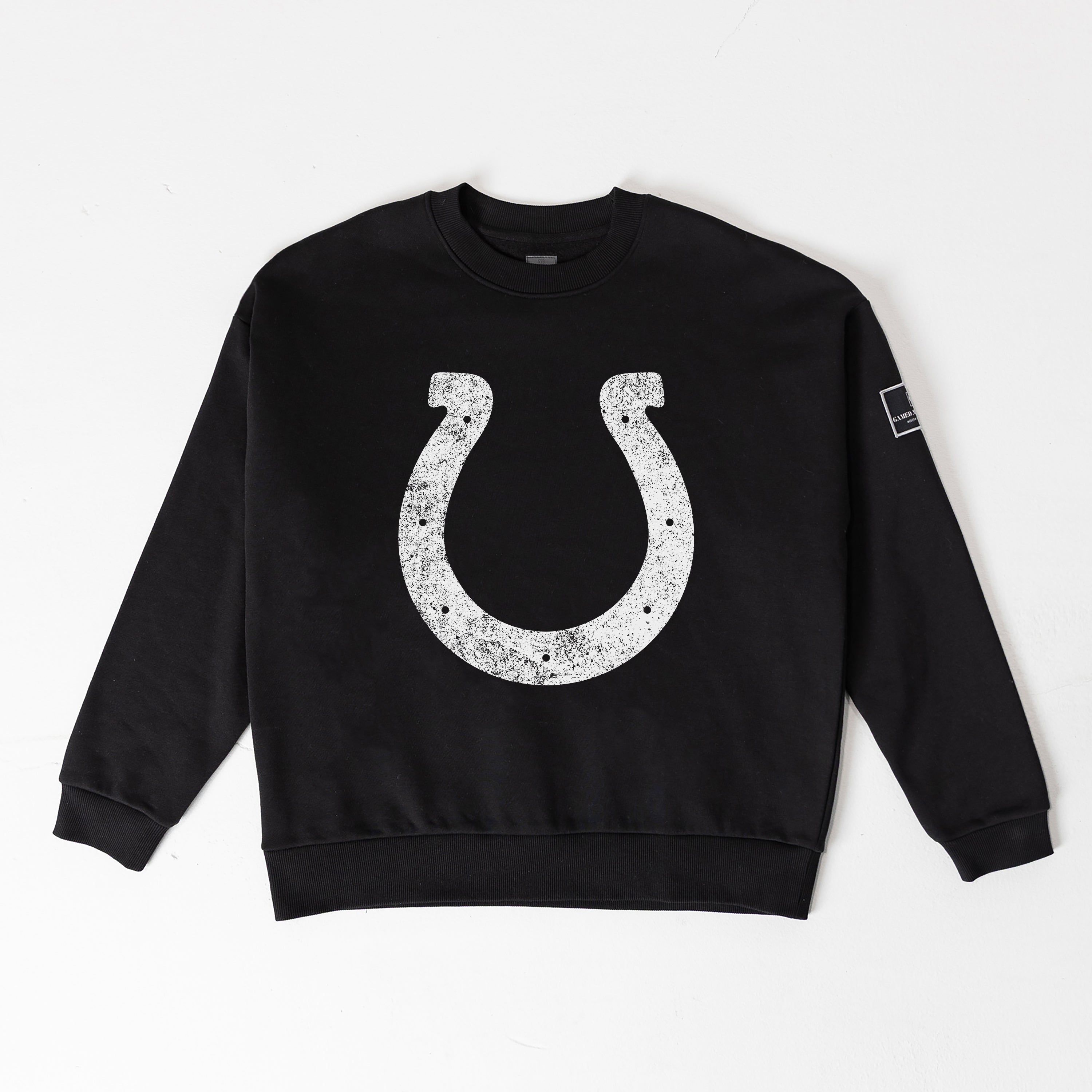 INDIANAPOLIS COLTS BOLD MOVE BLACK LABEL PREMIUM FLEECE DROP SHOULDER CREWNECK
