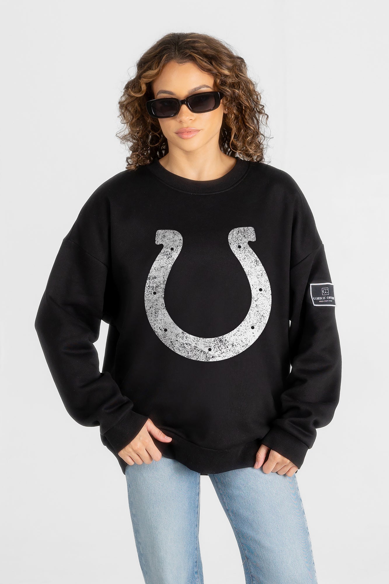 INDIANAPOLIS COLTS BOLD MOVE BLACK LABEL PREMIUM FLEECE DROP SHOULDER CREWNECK