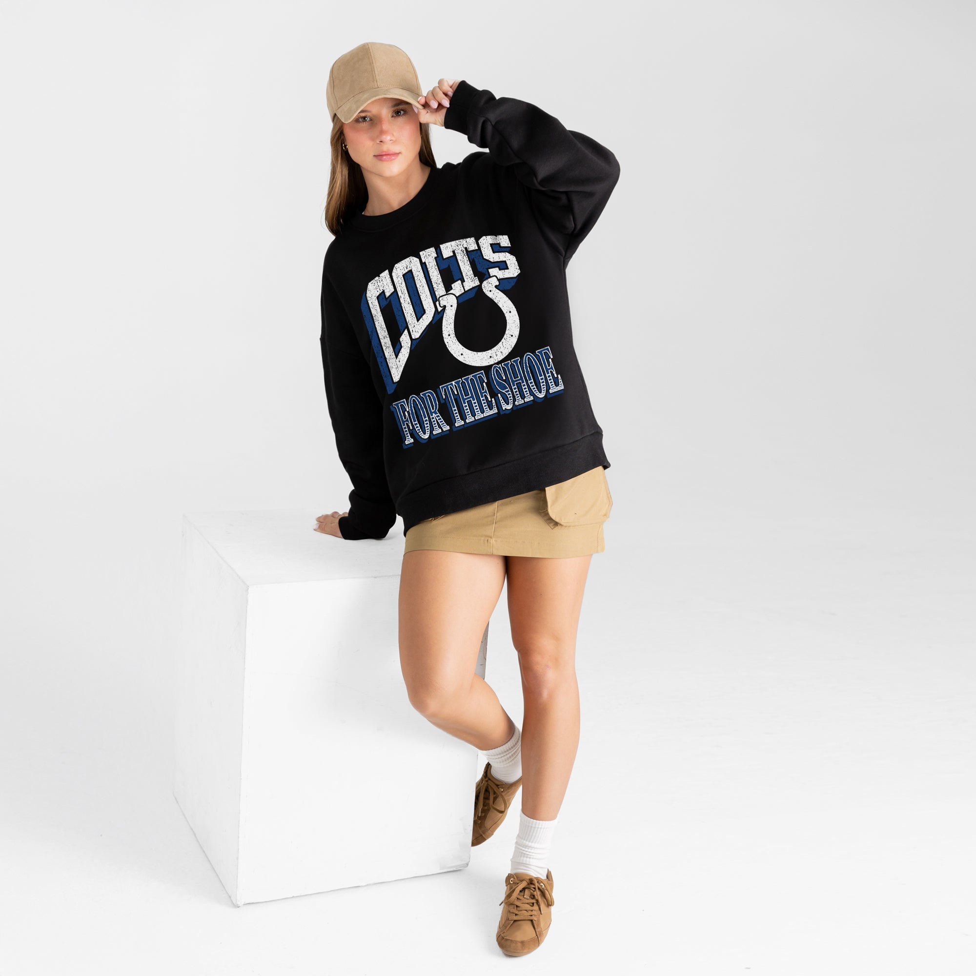 INDIANAPOLIS COLTS VICTORY PRIME BLACK LABEL PREMIUM FLEECE DROP SHOULDER CREWNECK