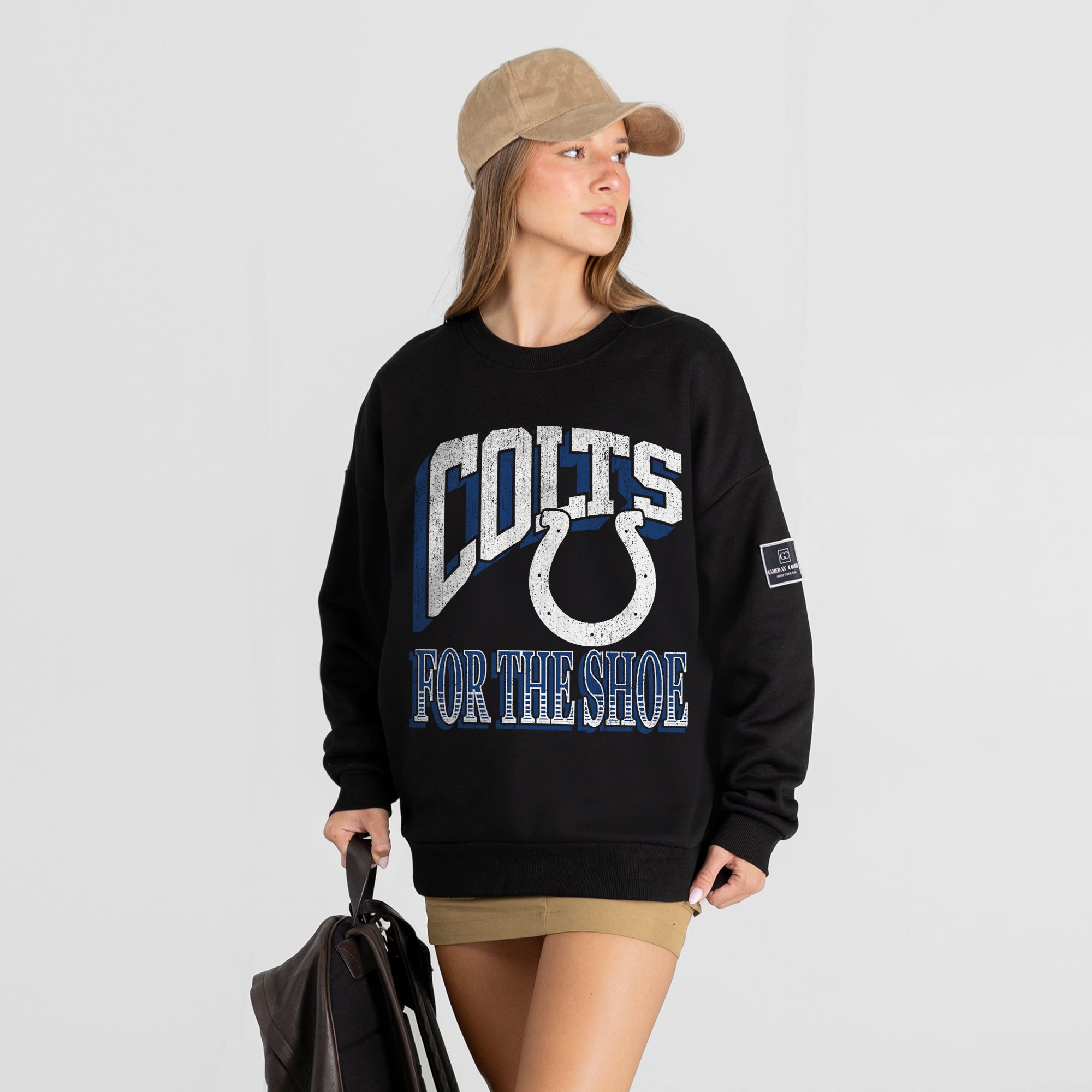 INDIANAPOLIS COLTS VICTORY PRIME BLACK LABEL PREMIUM FLEECE DROP SHOULDER CREWNECK