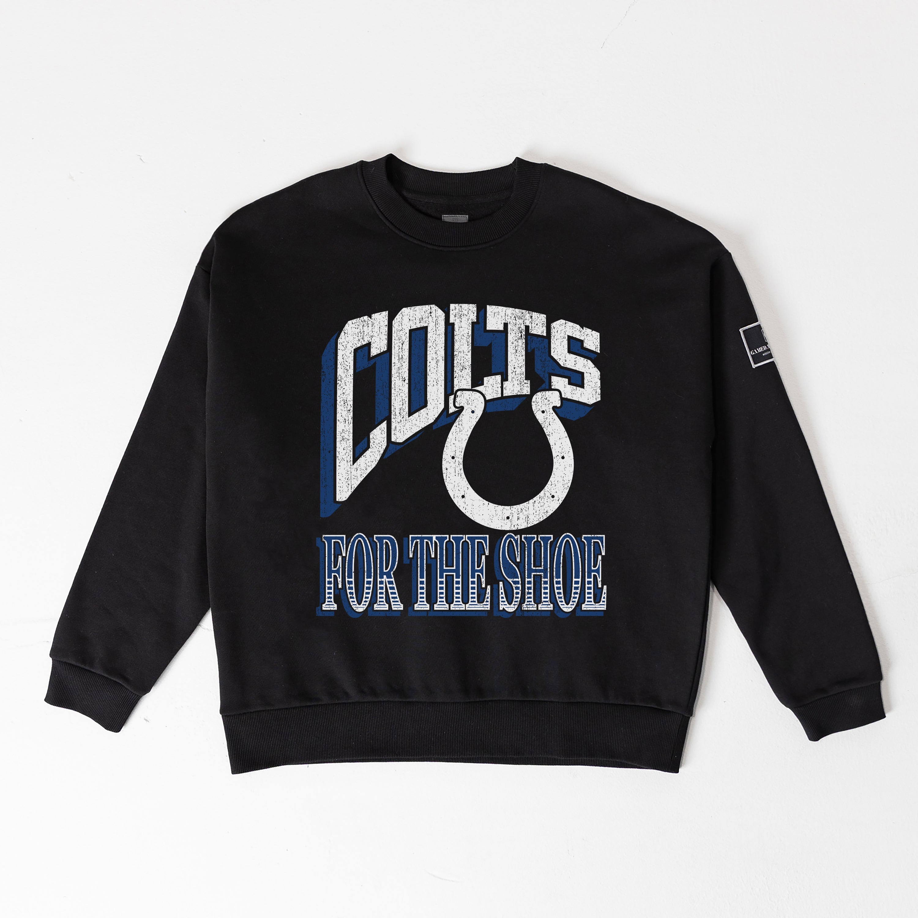 INDIANAPOLIS COLTS VICTORY PRIME BLACK LABEL PREMIUM FLEECE DROP SHOULDER CREWNECK