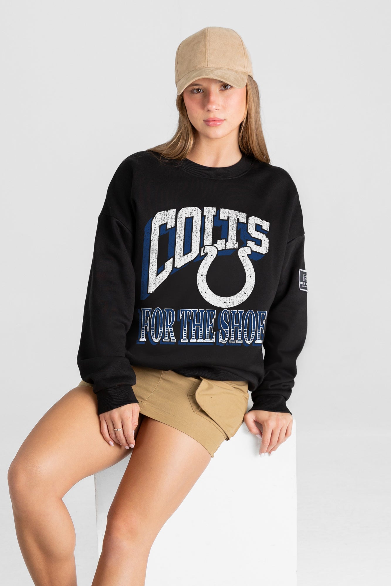 INDIANAPOLIS COLTS VICTORY PRIME BLACK LABEL PREMIUM FLEECE DROP SHOULDER CREWNECK