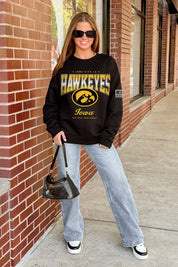 IOWA HAWKEYES POWERHOUSE PLAY BLACK LABEL PREMIUM FLEECE CREW SWEATSHIRT