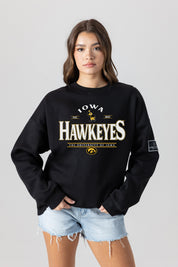 IOWA HAWKEYES PLAYERS ONLY BLACK LABEL PREMIUM FLEECE DROP SHOULDER CREWNECK