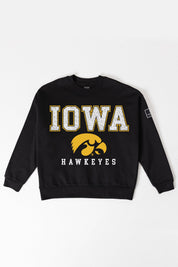 IOWA HAWKEYES LEVEL UP BLACK LABEL PREMIUM FLEECE CREW SWEATSHIRT