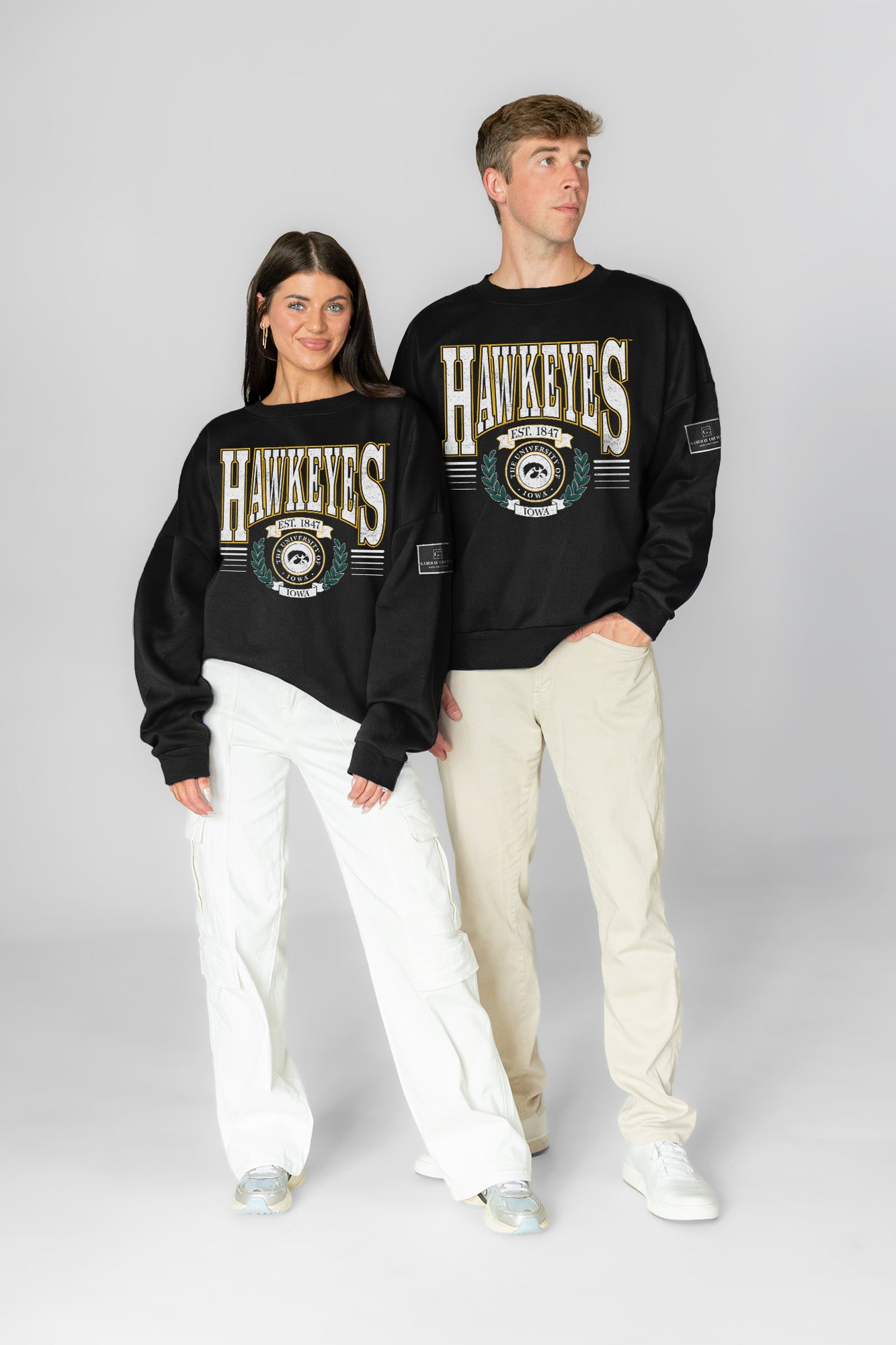 IOWA HAWKEYES HONOR BOUND BLACK LABEL PREMIUM FLEECE CREWNECK