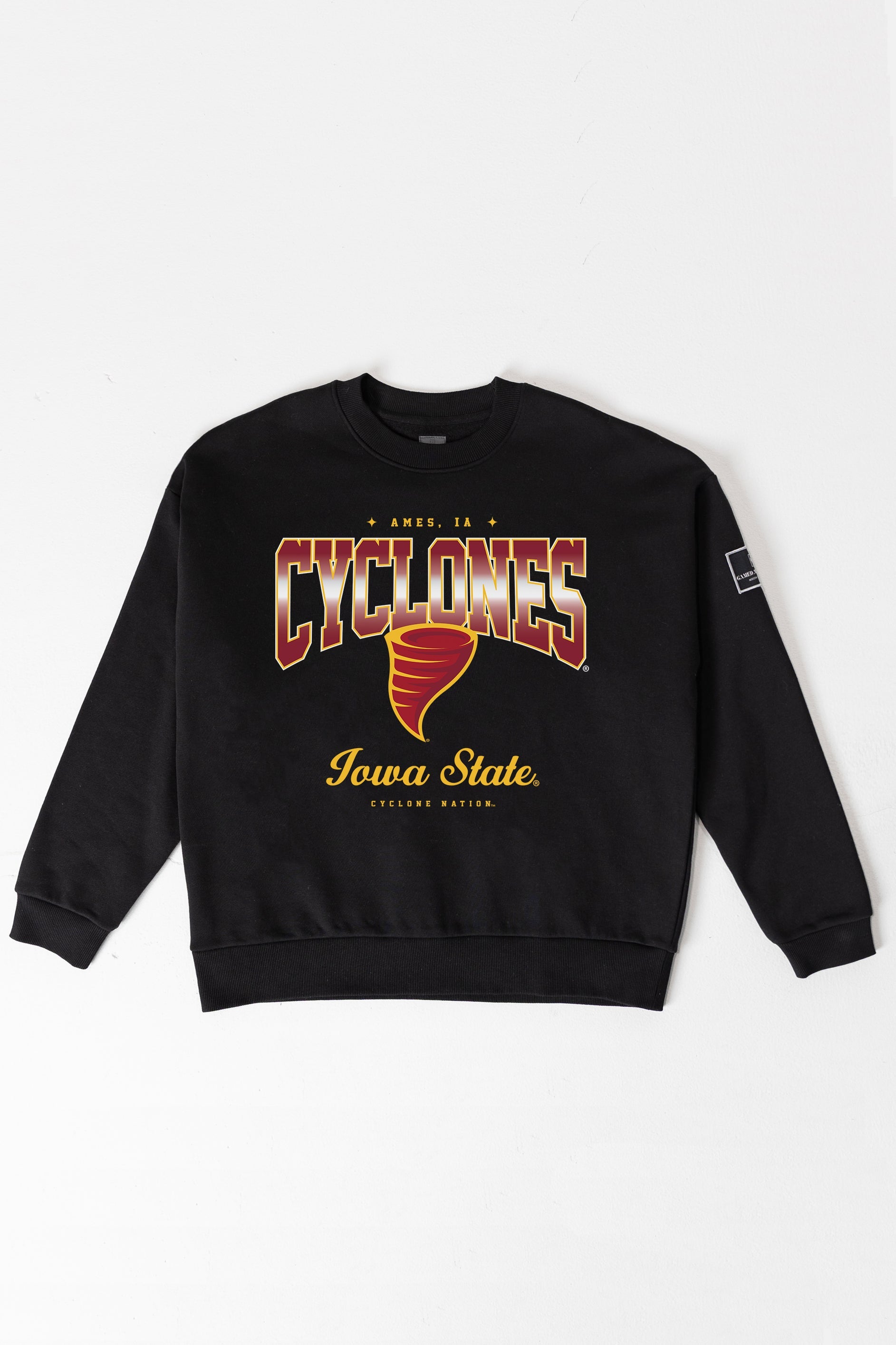 IOWA STATE CYCLONES POWERHOUSE PLAY BLACK LABEL PREMIUM FLEECE CREW SWEATSHIRT