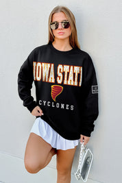 IOWA STATE CYCLONES LEVEL UP BLACK LABEL PREMIUM FLEECE CREW SWEATSHIRT