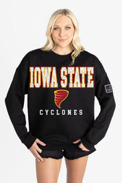 IOWA STATE CYCLONES LEVEL UP BLACK LABEL PREMIUM FLEECE CREW SWEATSHIRT
