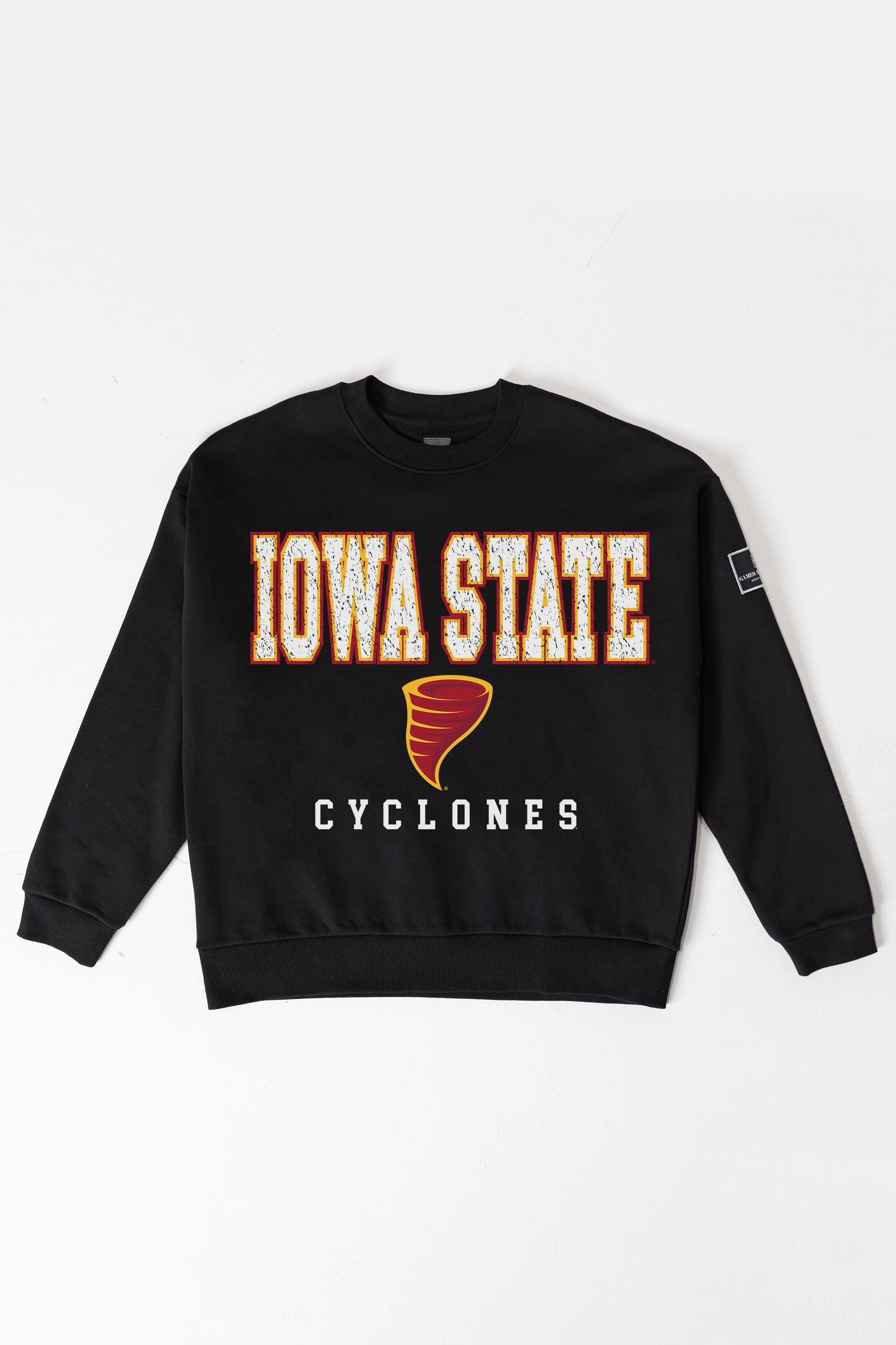 IOWA STATE CYCLONES LEVEL UP BLACK LABEL PREMIUM FLEECE CREW SWEATSHIRT