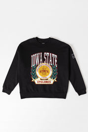 IOWA STATE CYCLONES VICTORY LANE BLACK LABEL PREMIUM FLEECE CREW SWEATSHIRT