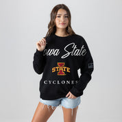 IOWA STATE CYCLONES LEGACY CLUB BLACK LABEL PREMIUM FLEECE DROP SHOULDER CREWNECK