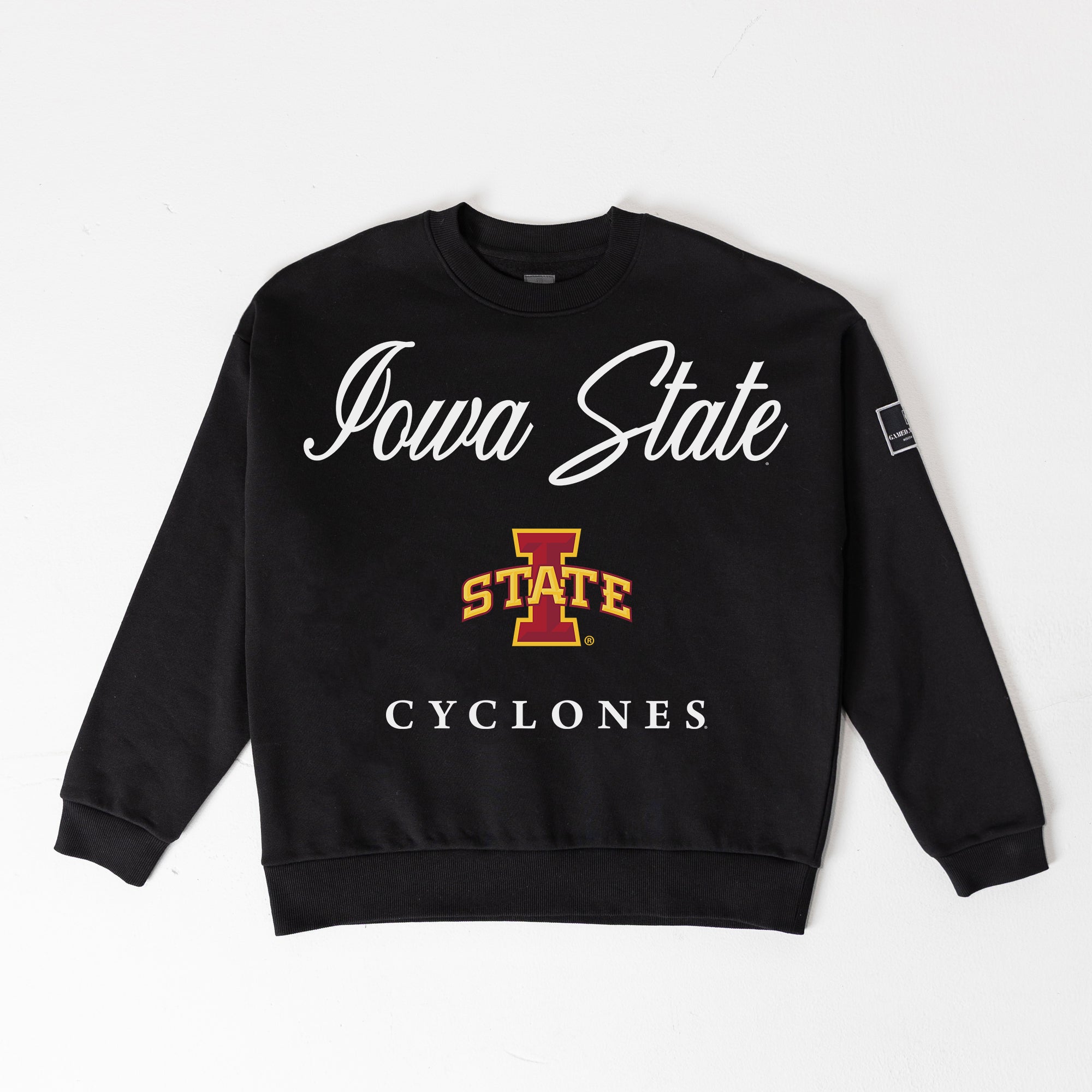 IOWA STATE CYCLONES LEGACY CLUB BLACK LABEL PREMIUM FLEECE DROP SHOULDER CREWNECK
