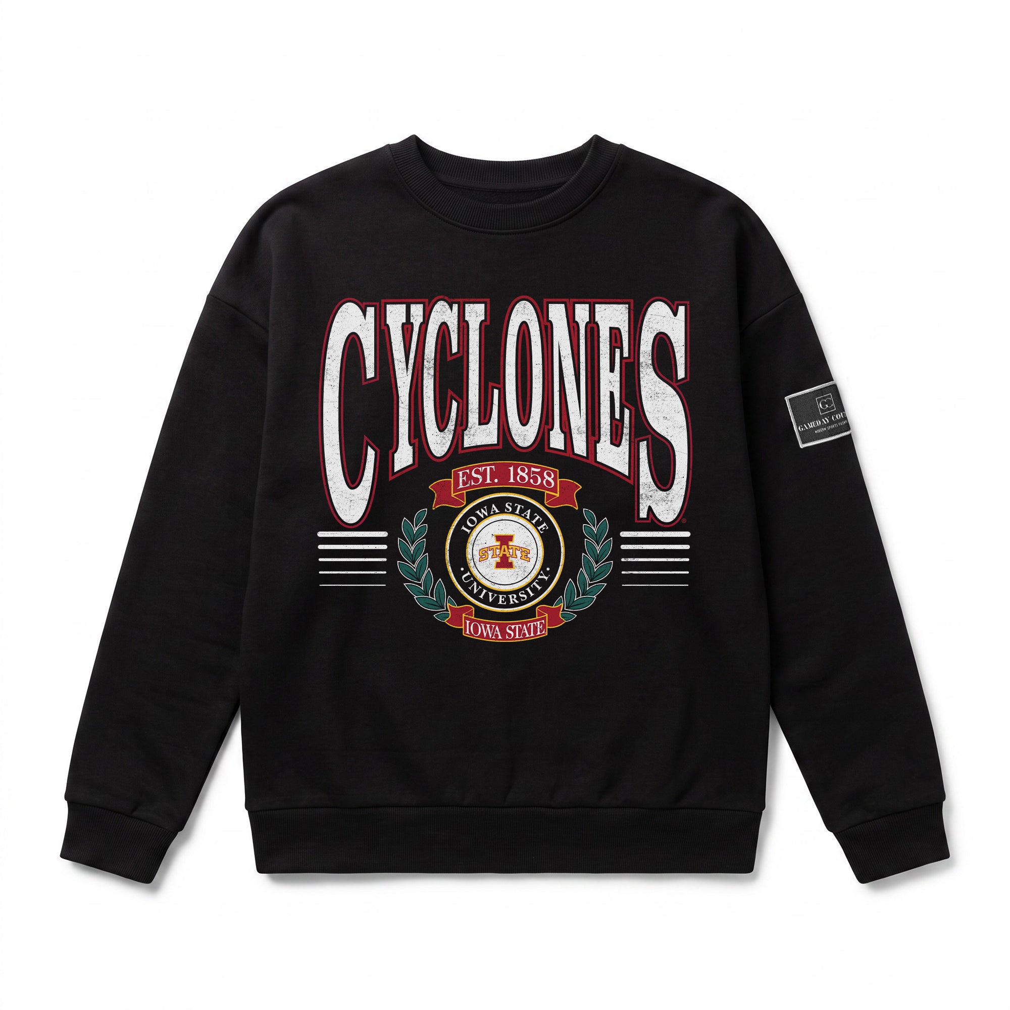 IOWA STATE CYCLONES HONOR BOUND BLACK LABEL PREMIUM FLEECE CREWNECK