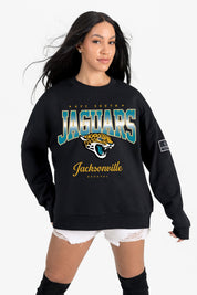 JACKSONVILLE JAGUARS POWERHOUSE PLAY BLACK LABEL PREMIUM FLEECE CREW SWEATSHIRT