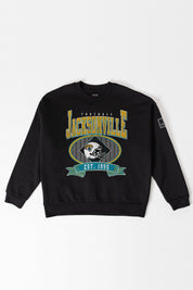 JACKSONVILLE JAGUARS BOLD CHEERS BLACK LABEL PREMIUM FLEECE CREW SWEATSHIRT