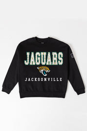 JACKSONVILLE JAGUARS LEVEL UP BLACK LABEL PREMIUM FLEECE CREW SWEATSHIRT