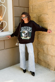 JACKSONVILLE JAGUARS VICTORY LANE BLACK LABEL PREMIUM FLEECE CREW SWEATSHIRT