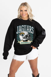 JACKSONVILLE JAGUARS VICTORY LANE BLACK LABEL PREMIUM FLEECE CREW SWEATSHIRT