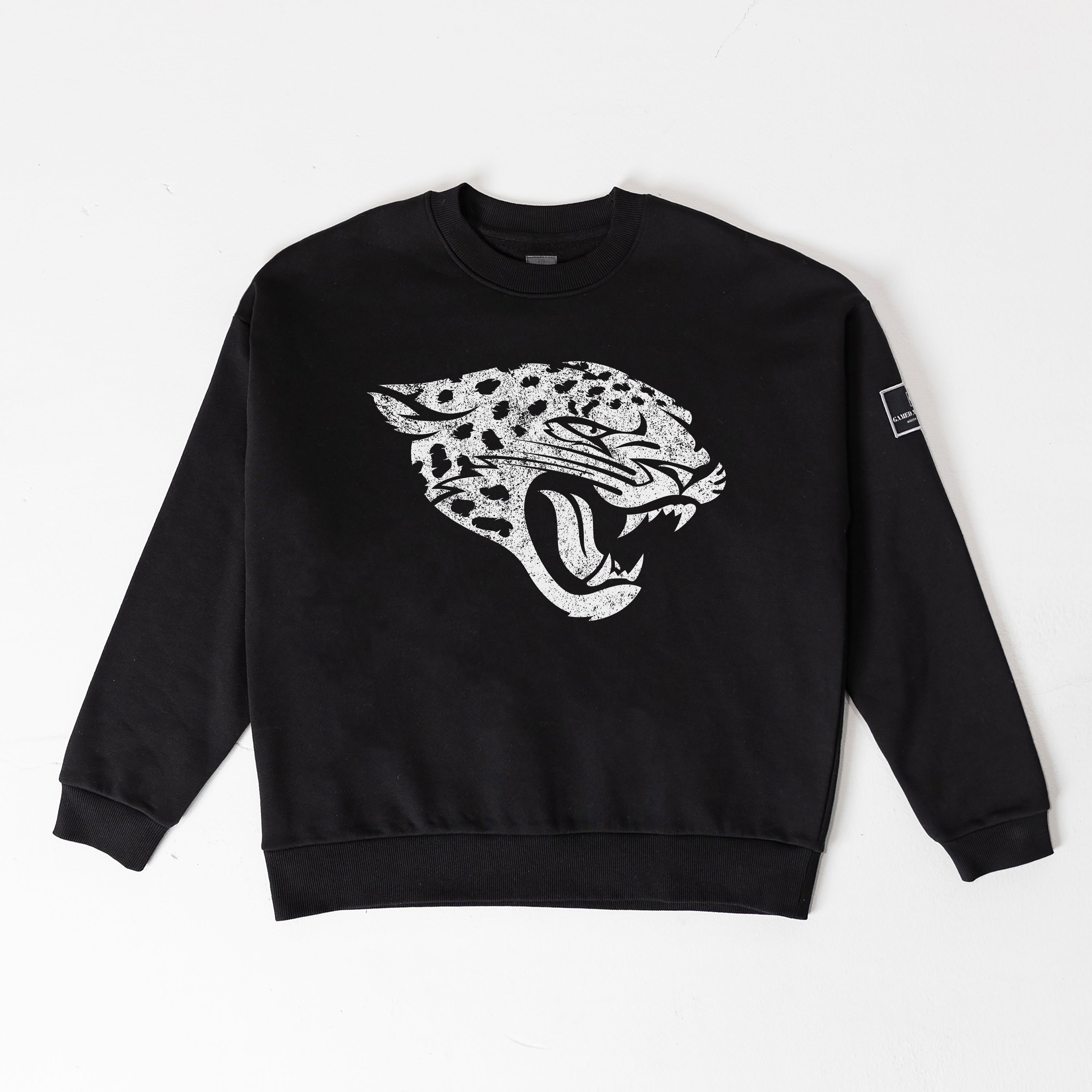 JACKSONVILLE JAGUARS BOLD MOVE BLACK LABEL PREMIUM FLEECE DROP SHOULDER CREWNECK