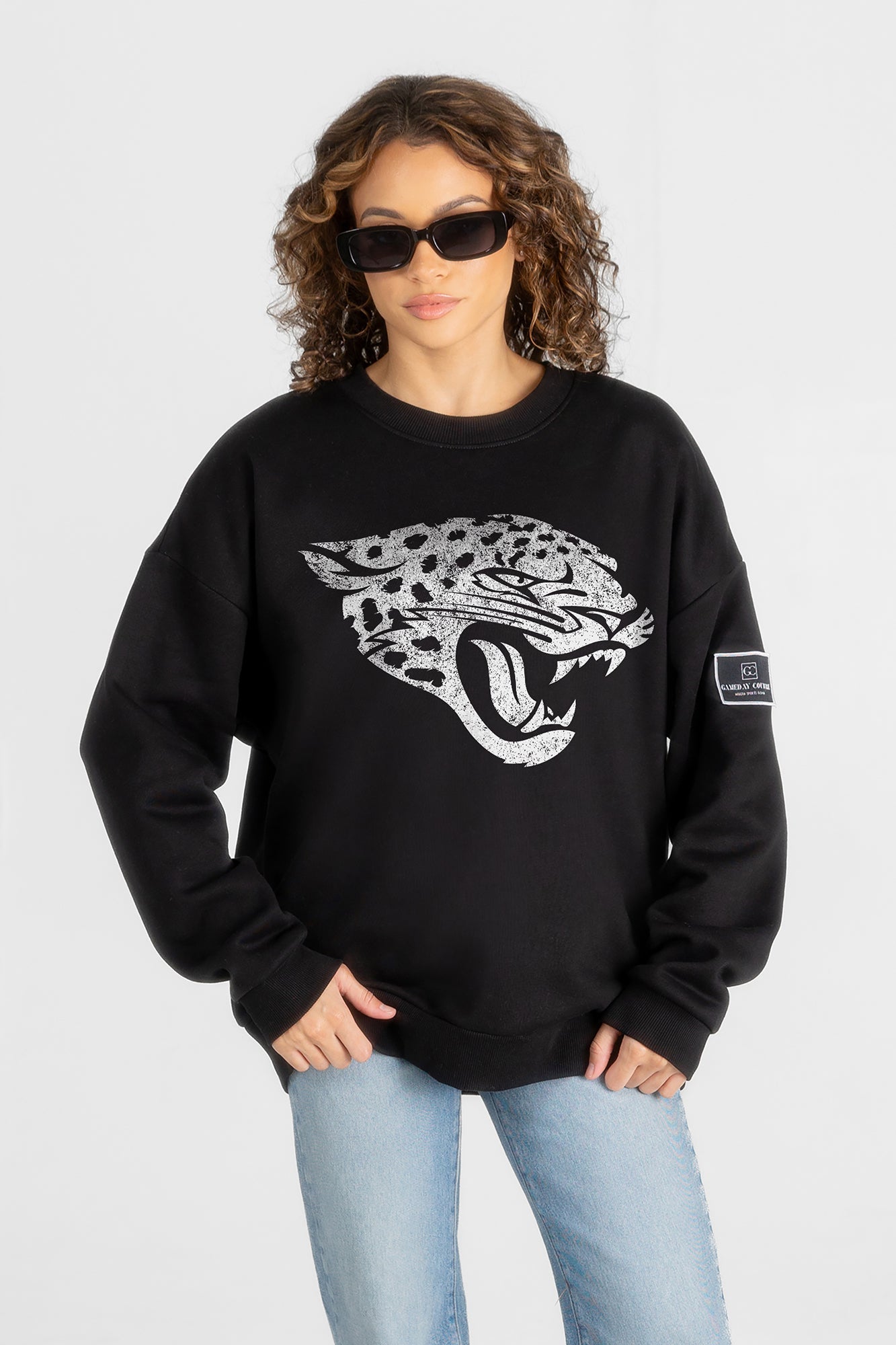 JACKSONVILLE JAGUARS BOLD MOVE BLACK LABEL PREMIUM FLEECE DROP SHOULDER CREWNECK
