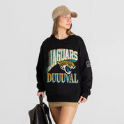 JACKSONVILLE JAGUARS VICTORY PRIME BLACK LABEL PREMIUM FLEECE DROP SHOULDER CREWNECK