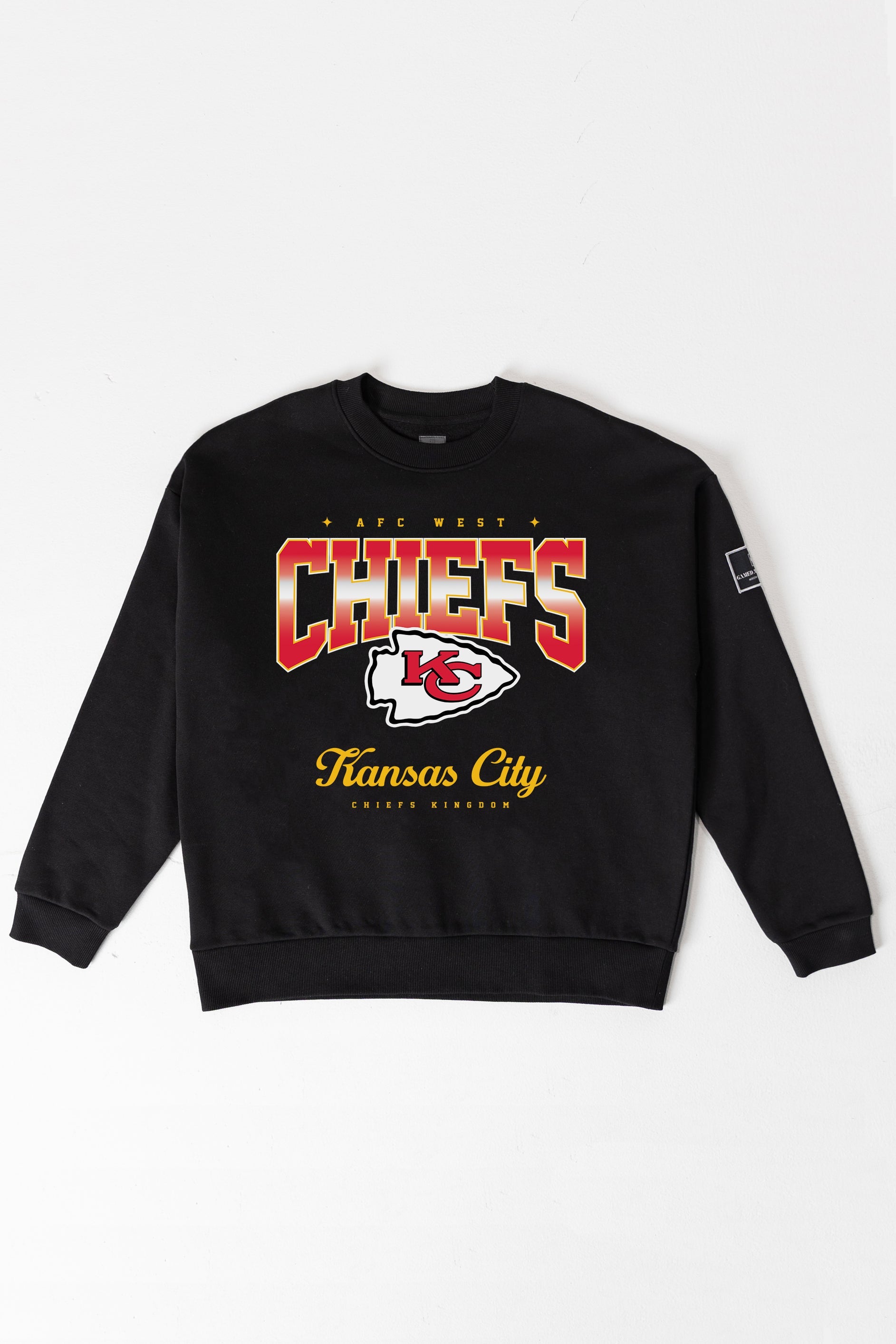 KANSAS CITY CHIEFS POWERHOUSE PLAY BLACK LABEL PREMIUM FLEECE CREW SWEATSHIRT
