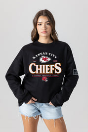 KANSAS CITY CHIEFS PLAYERS ONLY BLACK LABEL PREMIUM FLEECE DROP SHOULDER CREWNECK