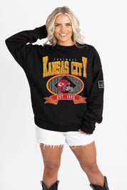 KANSAS CITY CHIEFS BOLD CHEERS BLACK LABEL PREMIUM FLEECE CREW SWEATSHIRT