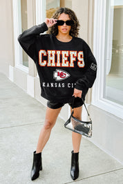 KANSAS CITY CHIEFS LEVEL UP BLACK LABEL PREMIUM FLEECE CREW SWEATSHIRT