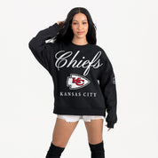 KANSAS CITY CHIEFS LEGACY CLUB BLACK LABEL PREMIUM FLEECE DROP SHOULDER CREWNECK