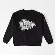 KANSAS CITY CHIEFS BOLD MOVE BLACK LABEL PREMIUM FLEECE DROP SHOULDER CREWNECK