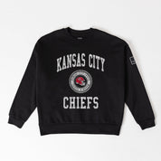 KANSAS CITY CHIEFS FIERCE FLOW BLACK LABEL PREMIUM FLEECE DROP SHOULDER CREWNECK