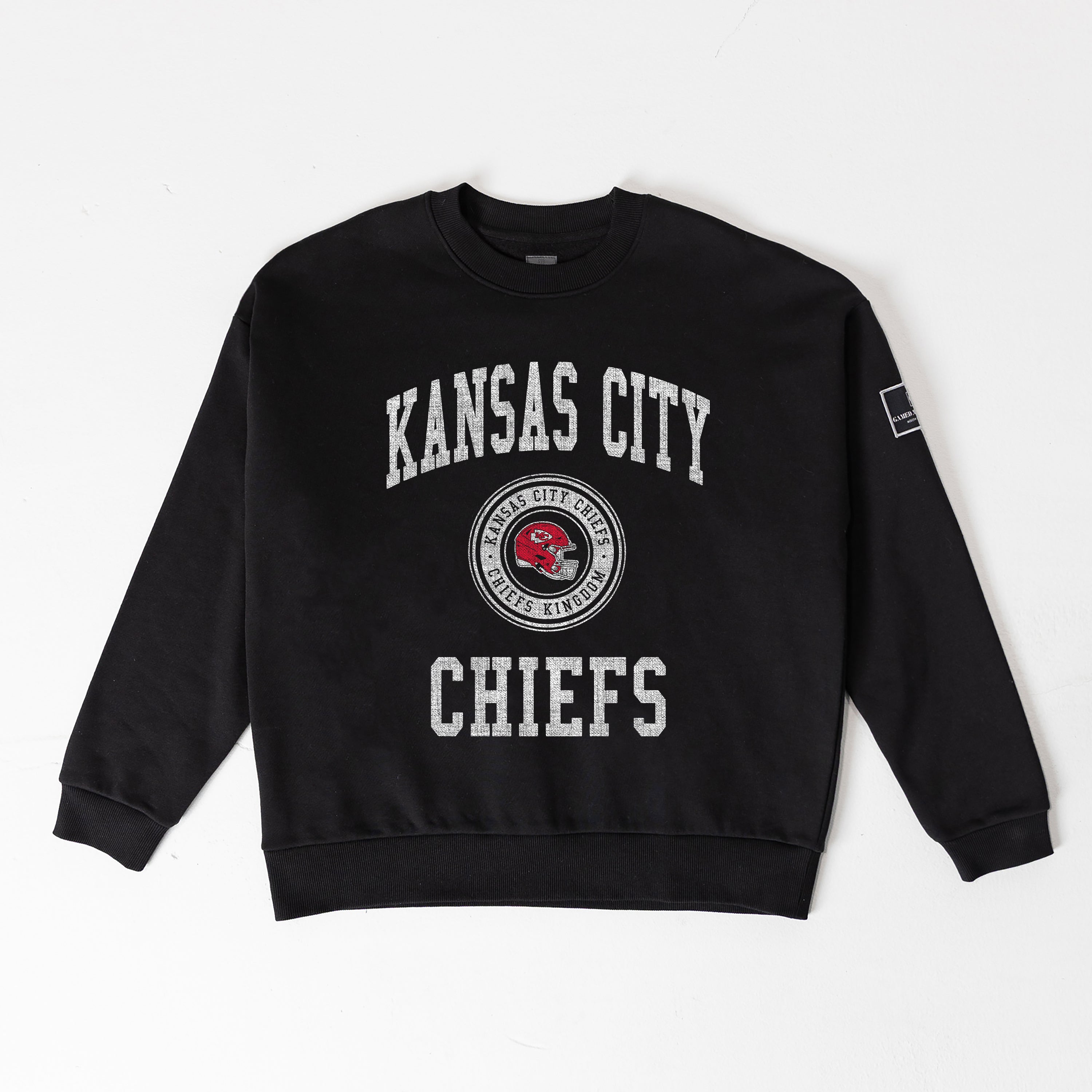 KANSAS CITY CHIEFS FIERCE FLOW BLACK LABEL PREMIUM FLEECE DROP SHOULDER CREWNECK