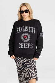 KANSAS CITY CHIEFS FIERCE FLOW BLACK LABEL PREMIUM FLEECE DROP SHOULDER CREWNECK