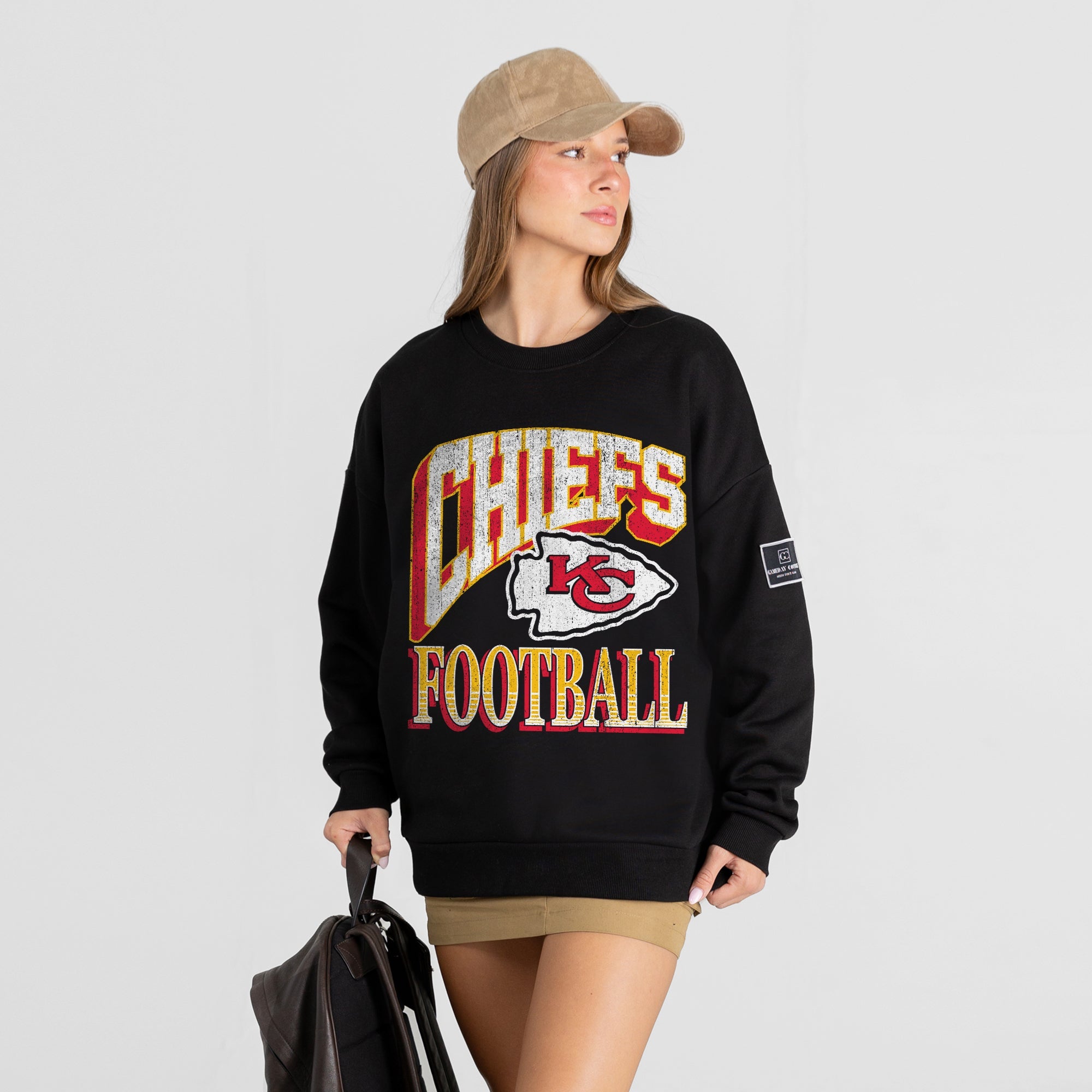 KANSAS CITY CHIEFS VICTORY PRIME BLACK LABEL PREMIUM FLEECE DROP SHOULDER CREWNECK