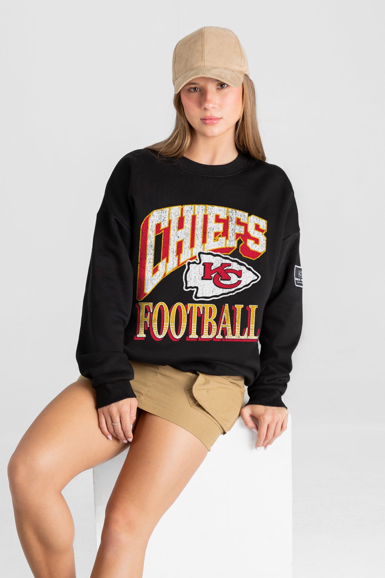 KANSAS CITY CHIEFS VICTORY PRIME BLACK LABEL PREMIUM FLEECE DROP SHOULDER CREWNECK