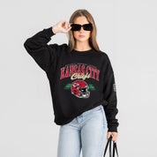 KANSAS CITY CHIEFS FIELD FOCUS BLACK LABEL PREMIUM FLEECE DROP SHOULDER CREWNECK