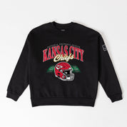 KANSAS CITY CHIEFS FIELD FOCUS BLACK LABEL PREMIUM FLEECE DROP SHOULDER CREWNECK